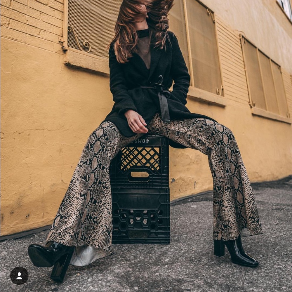 SNAKESKIN WIDE LEG PANTS